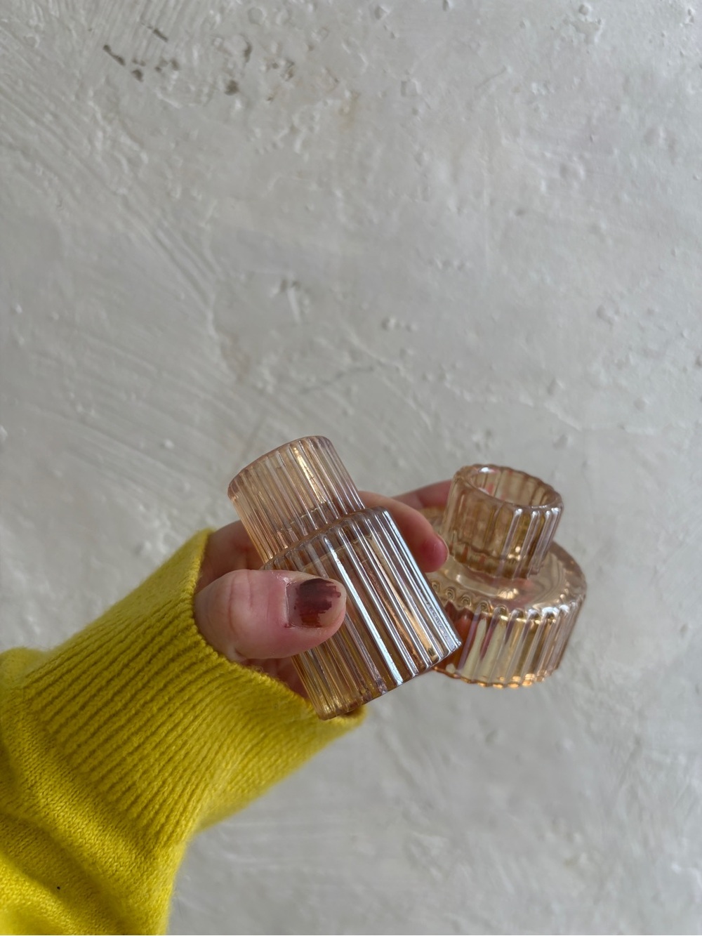 Set of 2 Taper Glass Candlestick Holders